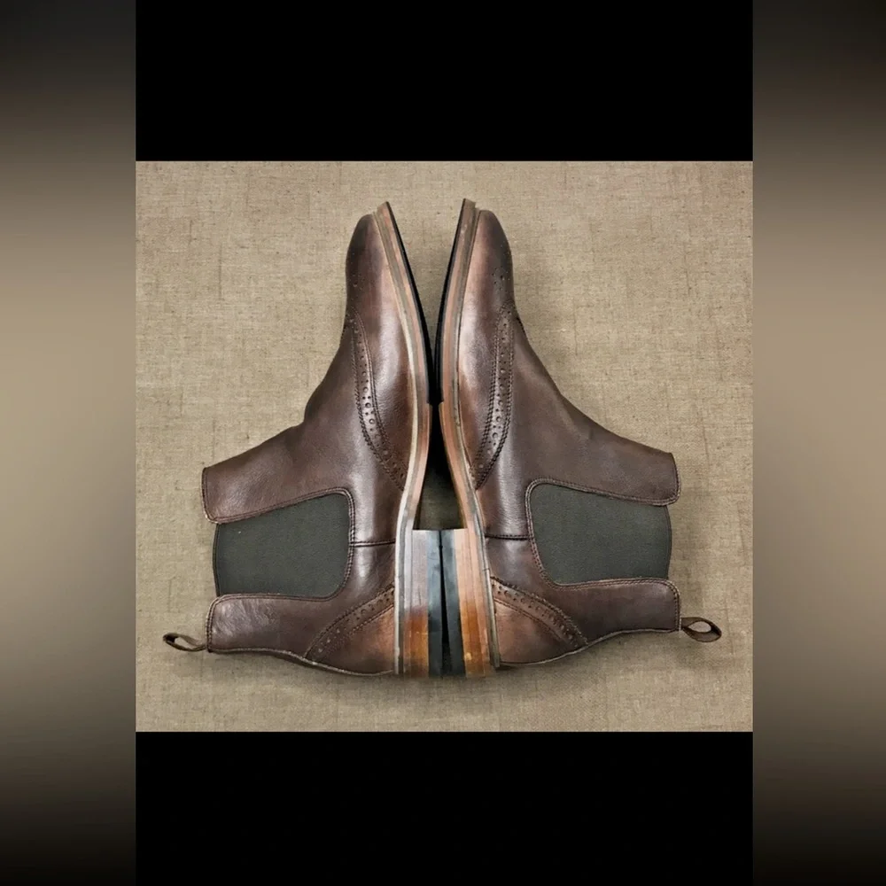 Florsheim Streets WT Men's Wingtip Chelsea Ankle Boots Brown Leather Size 8.5M